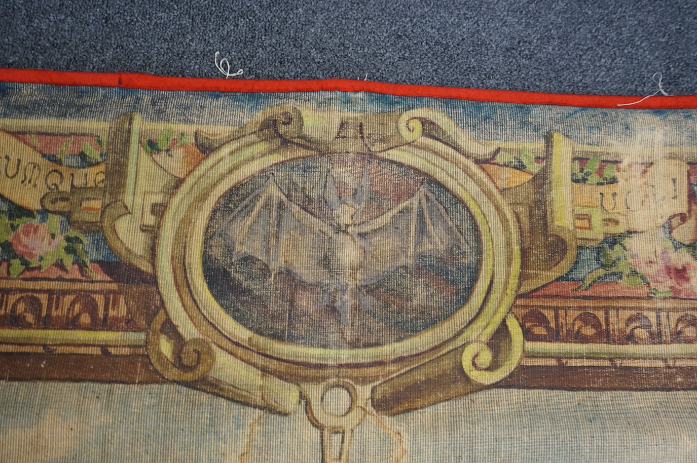 A late 19th century early 20th century cartoon of an earlier mythological biblical scened tapestry based on and after Jan Cornelisz Vermeyen’s similar series of nine commissioned by Charles V of France. 134 cm wide x 220
